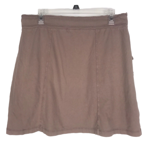 Fresh Produce Mini Skirt Brown Cotton Drawstring Elastic Waist Pockets Medium - Picture 6 of 11